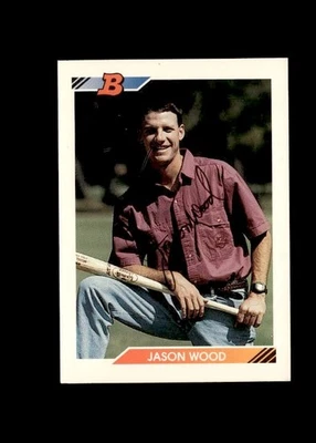 Jason Wood 1992 Bowman A's authentic autographed card - Image 1 of 2