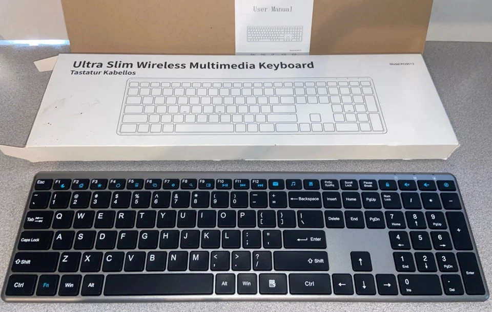 Dark Silver Wireless Keyboard Ultra Slim Full-size For PC Laptop Takes AAA Batte - Image 1 of 1