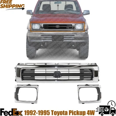 Rejilla delantera tipo viga sellada y puertas de faros para camioneta Toyota 1992-1995 4W Foto 1 de 4