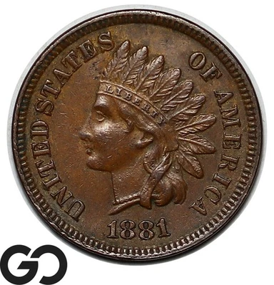 Centavo cabeza india 1881, AU oferta al por mayor: 28 Foto 1 de 3