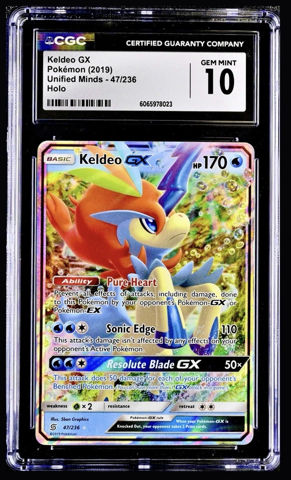 Pokémon 2019 Unified Minds Keldeo GX 47/236 Holo Full Art CGC 10 MINT LOW PO - Image 1 of 2