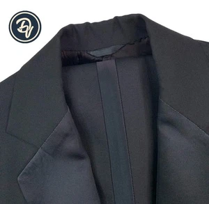 VTG Bespoke 40 R Mervin Levine Black Wool Notch Satin Lapel Tuxedo Made In NYC - Picture 1 of 22