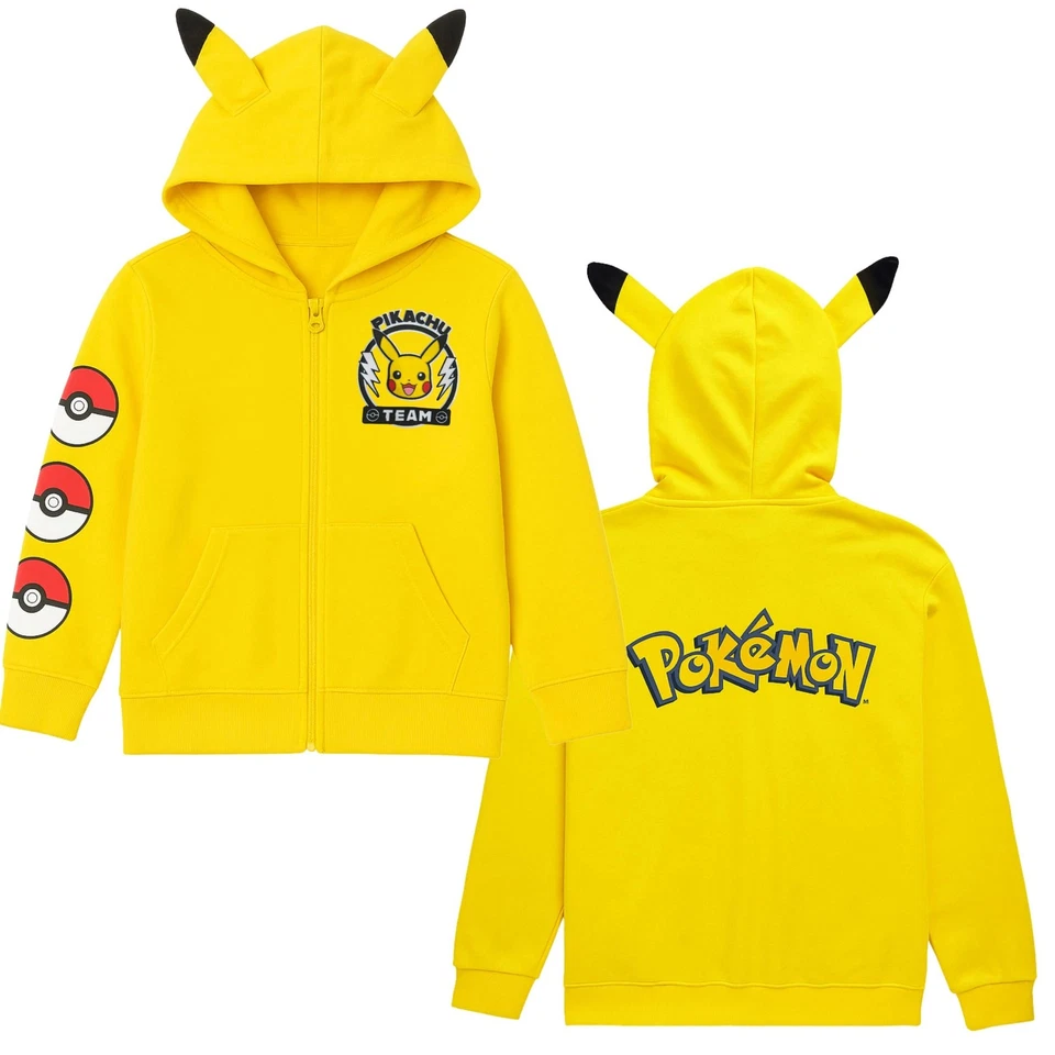 Niño Pokémon Pikachu Disfraz Sudadera con Capucha con Orejas 3D, Manga Larga Sudadera con Capucha Foto 1 de 4