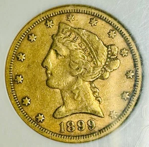 1899 S FIVE Dollars $5 GSA Coronet Liberty Head Half Eagle Gold Coin XF-45 NGC - Picture 1 of 4