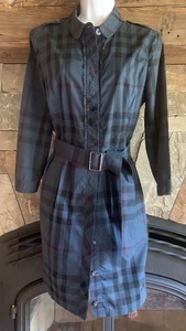 BURBERRY BRIT *MARINEBLAU* KARIERTES KLEID MIT NOVA CHECK UND RÜSCHENBESATZ - Bild 1 von 11