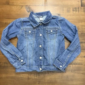 Gymboree Jean Jacket With Ric Rac Stitching Girls Size Large (10-12 Years) Denim - Picture 1 of 8