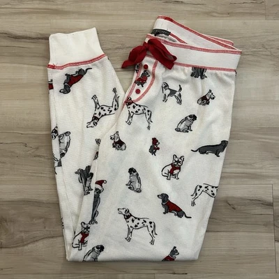 PJ Salvage Christmas Dog Pajama Pants Size Medium Waffle Knit - Image 1 of 4
