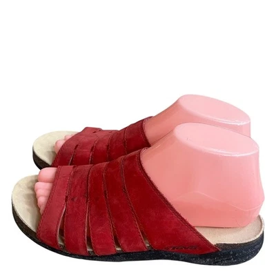Sandalias cómodas Teva de corcho deslizables de cuero rojo con tiras para mujer talla 7 Foto 1 de 4