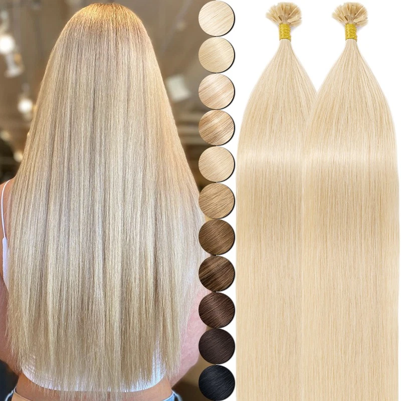 Thick Russian Remy Human Hair Extensions Keratin Bondings Nail U Tip Hair Blonde - Image 1 of 4