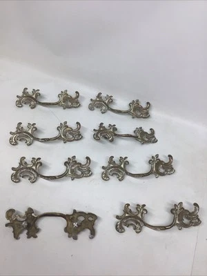 Vintage KBC French Provincial Gold & Ivory Pulls Drawer Handles Brass - Image 1 of 4