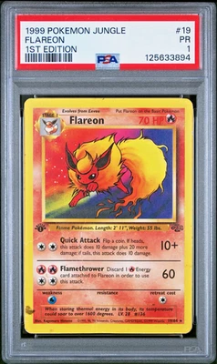 PSA 1 1ST EDITION 1999 Pokemon Jungle Flareon 19/64 NON Holo Rare WOTC - Image 1 of 2