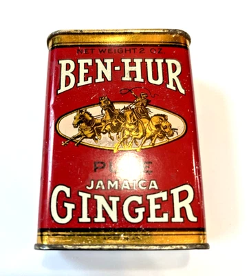 Lata de especias de jengibre jamaicano Ben Hur vintage de 1940 2 oz Foto 1 de 4