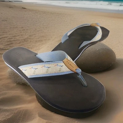 L.L. Sandalias de tanga Bean para mujer 10 Maine Isle azules Shorebirds Foto 1 de 4