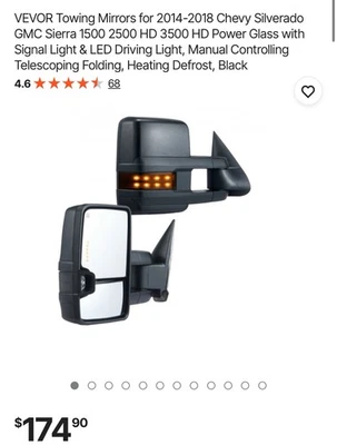 Espejos retrovisores de remolque Vevor para Chevy Silverado GMC Sierra 2014-2018 vidrio eléctrico Foto 1 de 4