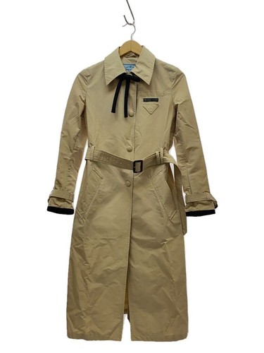Trench cappotto PRADA 19SS 36 decorazione nastro lungo beige 29X543