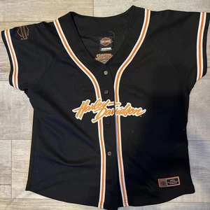 Harley Davidson Top Damen Medium schwarz Knopfleiste Baseball Trikot - Bild 1 von 6