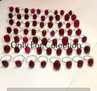 925 Sterling Silver Plated Pink Faceted Onyx Gemstone Ring Lot Winter Jewelry - Image 1 of 4