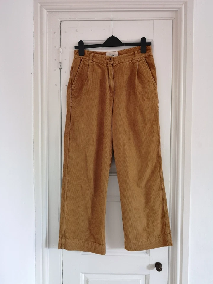 Folk wide leg trousers cord corduroy tan colour size 1 UK 8 10 - Image 1 of 4