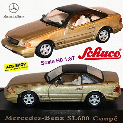 Mercedes-Benz Sl 600 Cabriolet Con Hardtop 1998-2002 R129 Oro 1:87 Schuco 25341 - Immagine 1 di 4