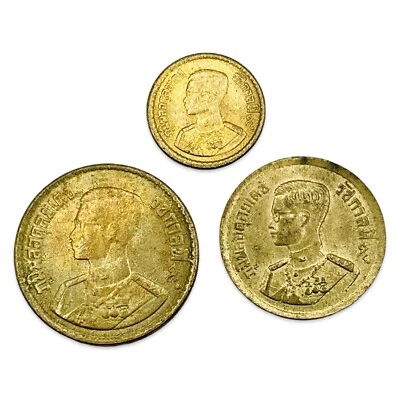 Lot of 3 UNC Thailand 5, 25 & 50 Satang Coins - All 1957 - Combined Ship - Image 1 of 2