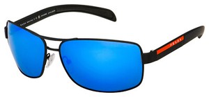 POLARIZED NEW Genuine PRADA Matte Black Blue Mirror Sunglasses PS 54IS DG0-2E0