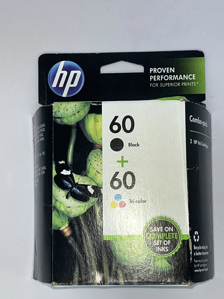 HP 60 Combo-Pack Cartuchos de Tinta Preto e Tricolor Expirados Maio 2015 Selados - Imagem 1 de 4