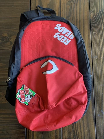 Cincinnati Reds Heads Baseball Cap Adjustable Strap Backpack  Red Cover