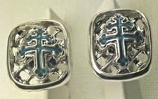 Special forces Cross of Loraine enameled cufflinks sterling silver