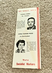 1960 SOCIALIST PARTY Brochure FARRELL DOBBS President / MYRA TANNER WEISS - VP - Picture 1 of 6