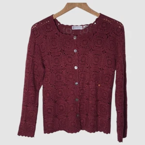 Wildroot Women Linen Cardigan Sweater Size S Vintage Business Casual Sequin Gift - Picture 1 of 4