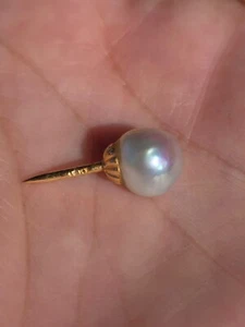 18K Gold & Pearl Tie Tack Pin Comes with Closure - Picture 1 of 6