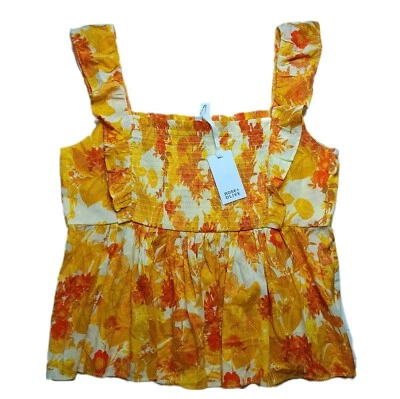 Camiseta sin mangas floral rosa y oliva talla MEDIANA con volantes calada nueva Foto 1 de 4