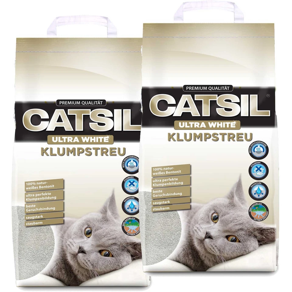 2x15 l = 30 l Catsil Ultra White Babypuderduft Katzenstreu Cat klumpend Bentonit - Bild 1 von 1