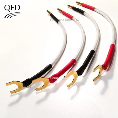 QED Silver Anniversary XT JUMPER LINKS Speaker Cable 4x 12cm Banana Plug - Spade - Image 1 of 4