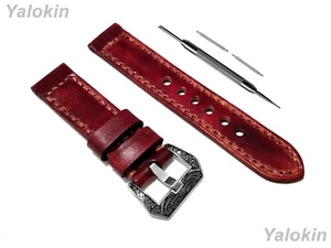 Burgundy Brushed Leather Band for Garmin Vivomove Trend and Vivoactive 3 -B20 - Picture 1 of 9