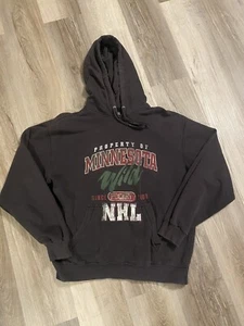 Vintage Minnesota Wild Hockey NHL Script Logo XL Black Hoodie Sweatshirt - Picture 1 of 8