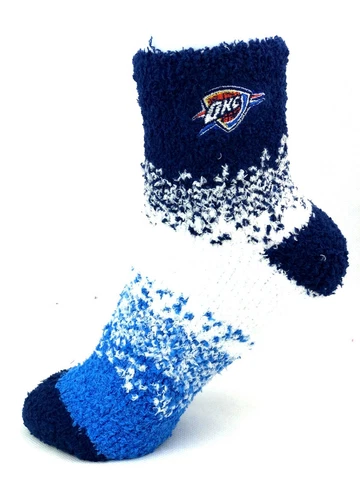 Oklahoma City Thunder Basketball Blue and White Marquee Fuzzy Socks Cover