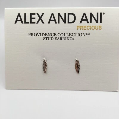 ALEX AND ANI Sterling Silver Post Earrings- Feather- NEW with Tags - Image 1 of 4