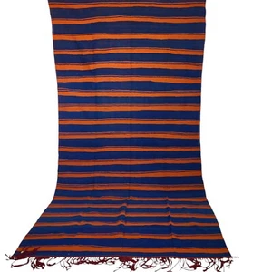 Old Vintage Handmade Moroccan Azilal Rug Orange Stripe Berber Tribal Wool Carpet - Picture 1 of 24