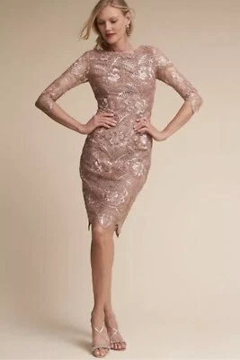 Nuevo VESTIDO MIDI DE ENCAJE METÁLICO ANTHROPOLOGIE BHLDN MACKENZIE talla 8 Foto 1 de 4