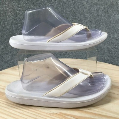 Sandalias Nike para mujer 10 chanclas planas sin cordones blancas imitación cuero informales Foto 1 de 4