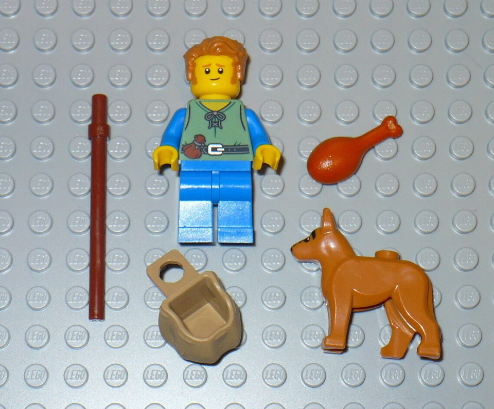 LEGO MOC Castle Village Campesino minifigura viajero comerciante hombre siervo perro 10332 Foto 1 de 1