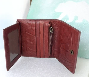Portafoglio triplo American Leather Co Veronica Bradley marrone vera pelle lavorata - Foto 1 di 14