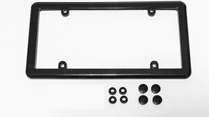Black License Plate Tag Cover Holder Mounting Frame + (Free) 4 Screw Caps / New