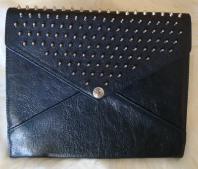 NIB Rebecca Minkoff Spikey Studs Black Leather iPad Case MSRP $195 - Image 1 of 4