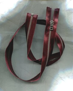 30 inch Burgundy Satin & Antique Nickel #3 TAT Separating Zipper - Picture 1 of 2