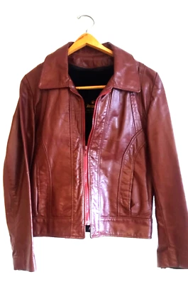 Chaqueta de Cuero Colección Rossano De Colección Óxido Profundo Talla 40 Forro Piloto Bicicleta Foto 1 de 4