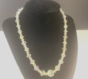 Glass Bead Aurora Borealis Necklace Graduated Sizes 18" - Picture 1 of 6