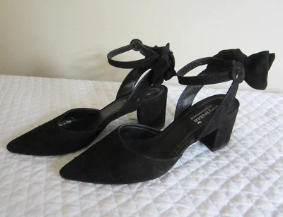 FARYL ROBIN / ANTHROPOLOGIE Terciopelo Arco Tobillo Correa Punto Negro Zapatos 40 (9) Foto 1 de 4