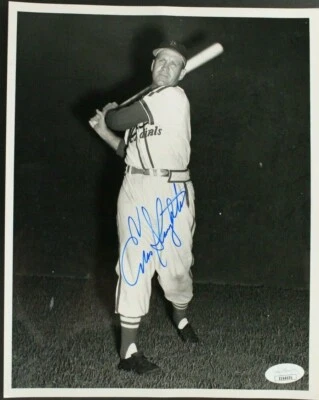 Enos Slaughter (d.2002) HOF Autographed 8x10 Signed Action Photo JSA COA - Image 1 of 3